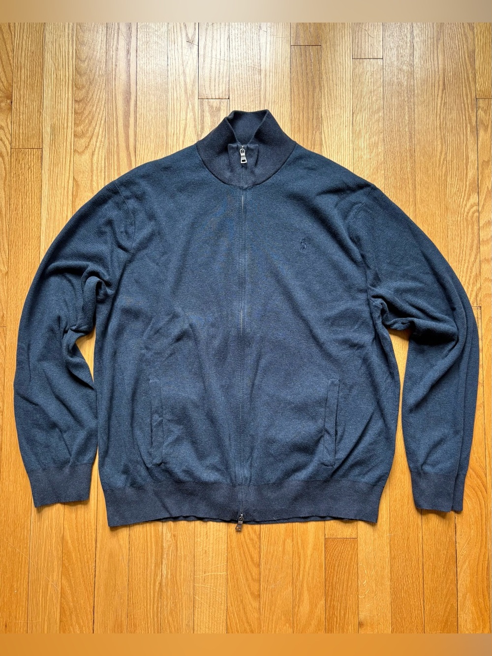 Polo Ralph Lauren Men’s Full Zip Pima Cotton Sweater High Neck XL Blue Solid